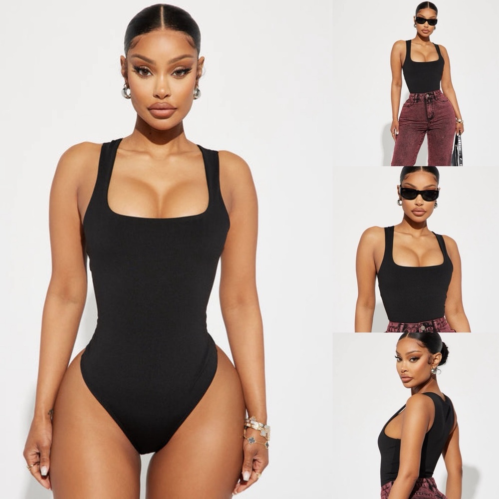 Fashion Nova Women's Adriana Smooth Fit Bodysuit Top Shirt Size XL Black NWT